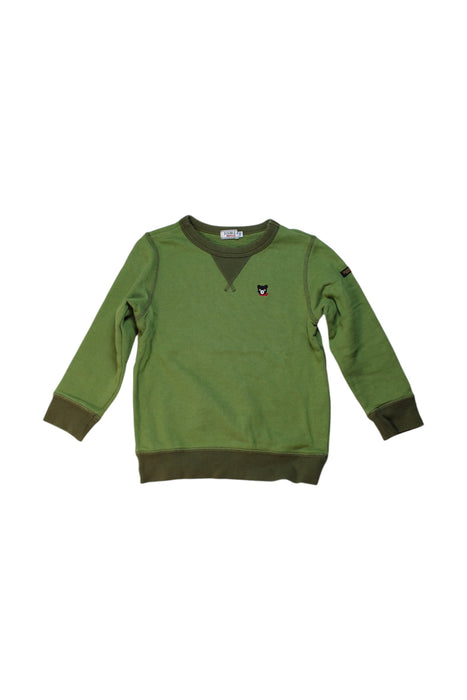 A Green Crewneck Sweatshirts from Double B Mikihouse in size 4T for boy. (Front View)