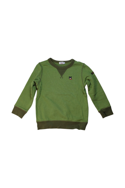 A Green Crewneck Sweatshirts from Double B Mikihouse in size 4T for boy. (Front View)