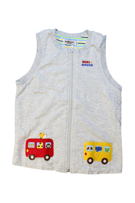 A Grey Outerwear Vests from Miki House in size 8Y for boy. (Front View)