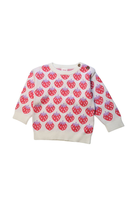 A Pink Buttoned Sweatshirts from Seed in size 6-12M for girl. (Front View)