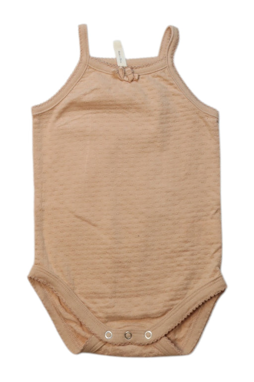A Peach Sleeveless Bodysuits from Quincy Mae in size 6-12M for girl. (Front View)
