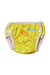A Yellow Swim Diapers from Swimava in size 0-3M for neutral. (Front View)