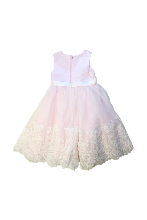 A Pink Sleeveless Dresses from Sarah Louise in size 2T for girl. (Back View)