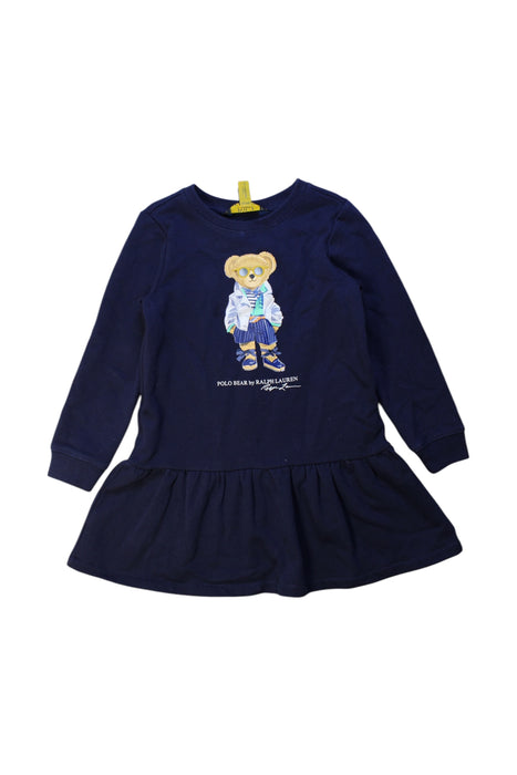 A Navy Long Sleeve Dresses from Polo Ralph Lauren in size 4T for girl. (Front View)