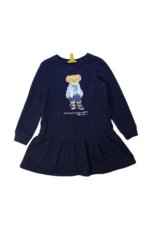 A Navy Long Sleeve Dresses from Polo Ralph Lauren in size 4T for girl. (Front View)