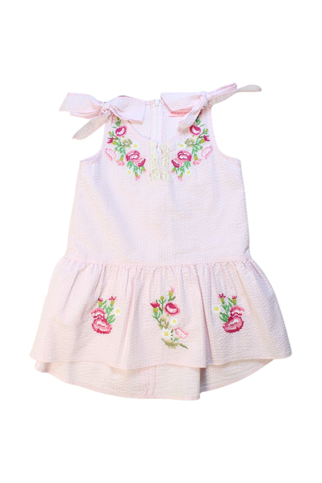 A Pink Sleeveless Dresses from Gingersnaps in size 4T for girl. (Front View)