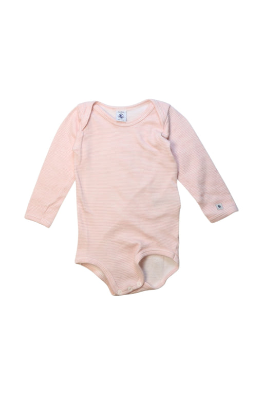 A Pink Long Sleeve Bodysuits from Petit Bateau in size 18-24M for girl. (Front View)