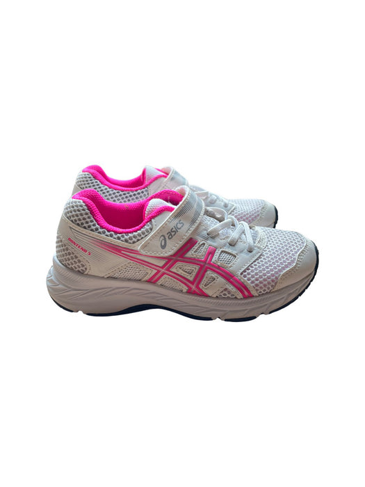 A White Sneakers from ASICS in size 6T for girl. (Front View)