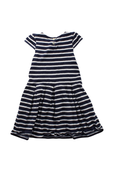 A Navy Short Sleeve Dresses from Petit Bateau in size 5T for girl. (Back View)