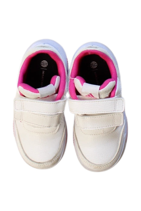 A Pink Sneakers from Adidas in size 3T for girl. (Back View)
