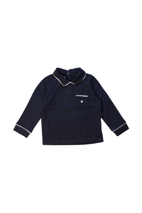 A Navy Long Sleeve Polos from Petit Bateau in size 12-18M for boy. (Front View)