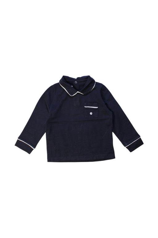 A Navy Long Sleeve Polos from Petit Bateau in size 12-18M for boy. (Front View)