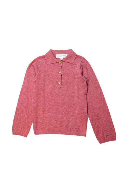 A Red Long Sleeve Polos from Excuse My French in size 4T for girl. (Front View)