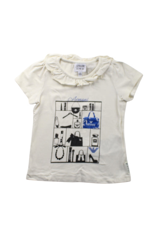 A White Short Sleeve T Shirts from Armani in size 2T for girl. (Front View)