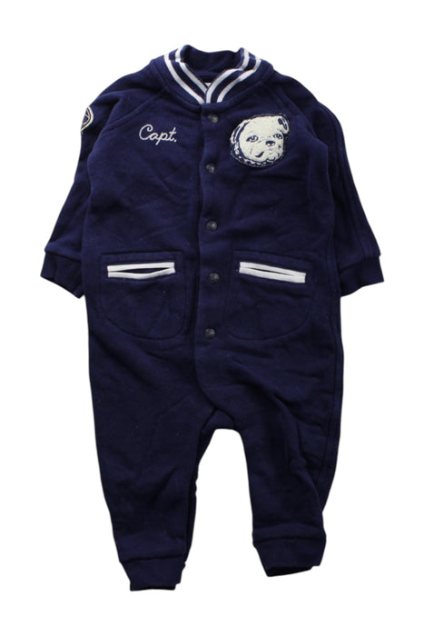 A Navy Long Sleeve Rompers from Ralph Lauren in size 3-6M for neutral. (Front View)