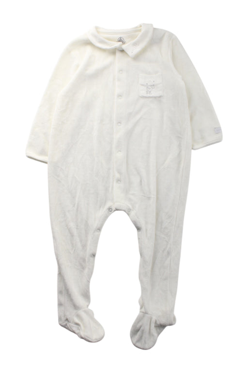 A White Onesies from Petit Bateau in size 12-18M for neutral. (Front View)