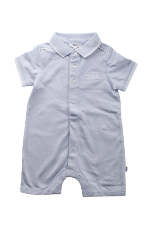 A Blue Short Sleeve Rompers from Boss in size 0-3M for neutral. (Front View)