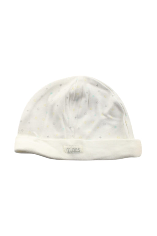 A White Beanies from Mides in size Newborn for neutral. (Front View)