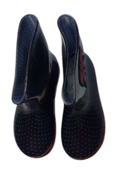 A Navy Rain Boots from Skechers in size 4T for girl. (Back View)