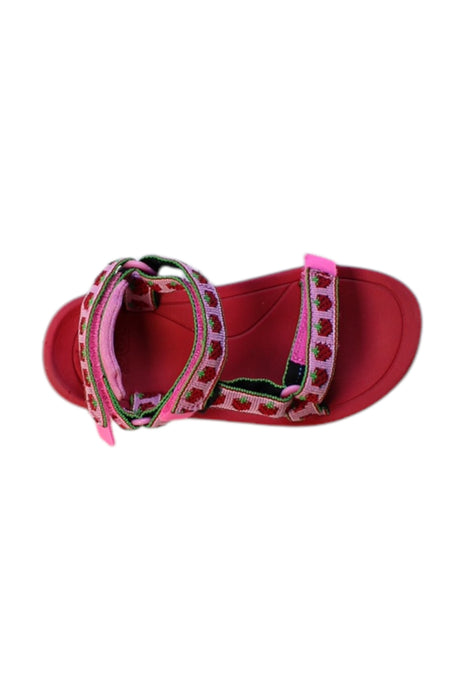 A Pink Sandals from Teva in size 5T for girl. (Front View)