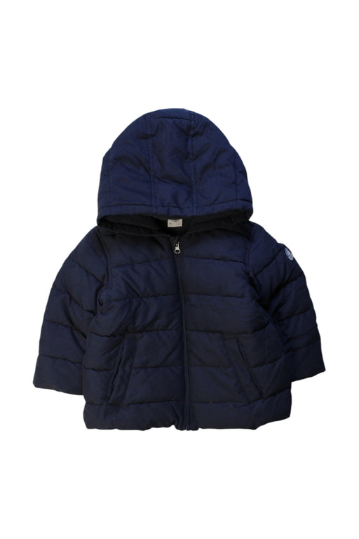 A Navy Puffer/Quilted Coats & Outerwear from Petit Bateau in size 12-18M for neutral. (Front View)