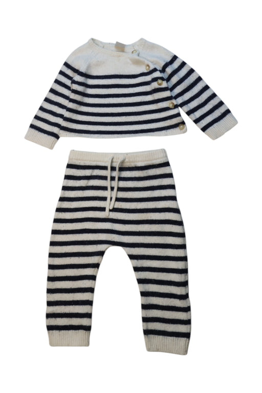 A Navy Pants Sets from Petit Bateau in size 6-12M for neutral. (Front View)