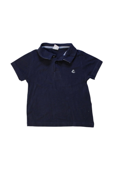 A Navy Short Sleeve Polos from Petit Bateau in size 3T for boy. (Front View)