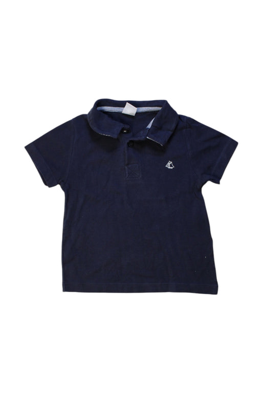 A Navy Short Sleeve Polos from Petit Bateau in size 3T for boy. (Front View)