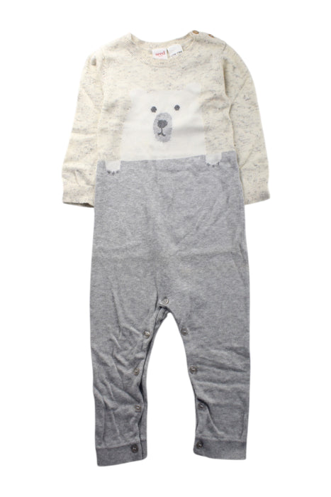 A Beige Long Sleeve Rompers from Seed in size 12-18M for neutral. (Front View)