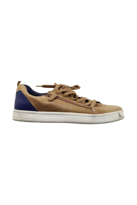 A Brown Sneakers from Geox in size 12Y for neutral. (Front View)