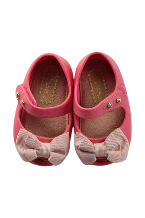 A Pink Flats from Mini Melissa in size 3-6M for girl. (Back View)