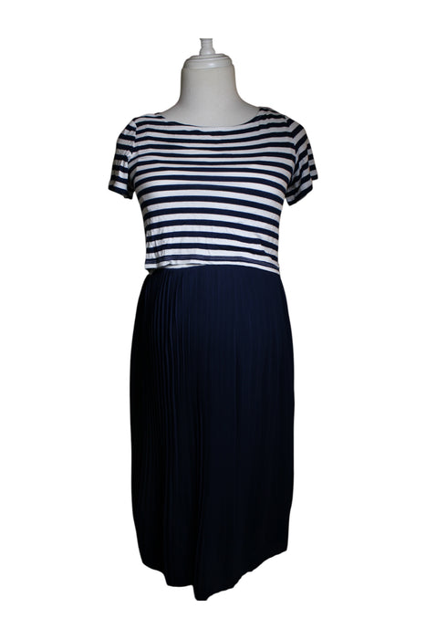 A Navy Short Sleeve Dresses from Seraphine in size Maternity-S for maternity. (Front View)