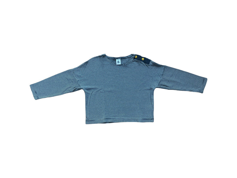 A Blue Long Sleeve T Shirts from Petit Bateau in size 4T for girl. (Front View)