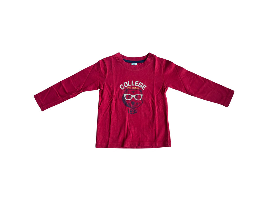 A Red Long Sleeve T Shirts from Petit Bateau in size 4T for boy. (Front View)