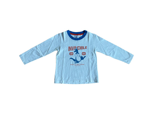 A White Long Sleeve T Shirts from Petit Bateau in size 4T for boy. (Front View)