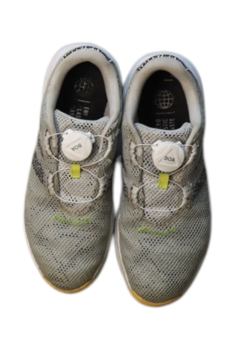 A Grey Sneakers from Adidas in size 11Y for girl. (Back View)