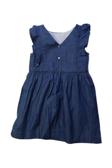 A Blue Sleeveless Dresses from Jacadi in size 4T for girl. (Back View)