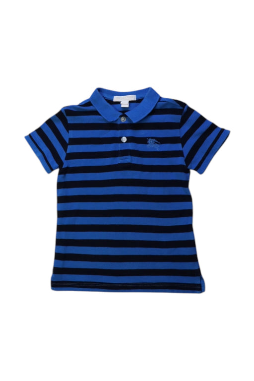 A Blue Short Sleeve Polos from Burberry in size 4T for boy. (Front View)
