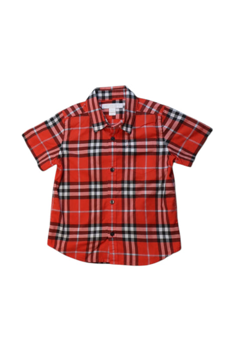 A Red Short Sleeve Shirts from Burberry in size 3T for boy. (Front View)
