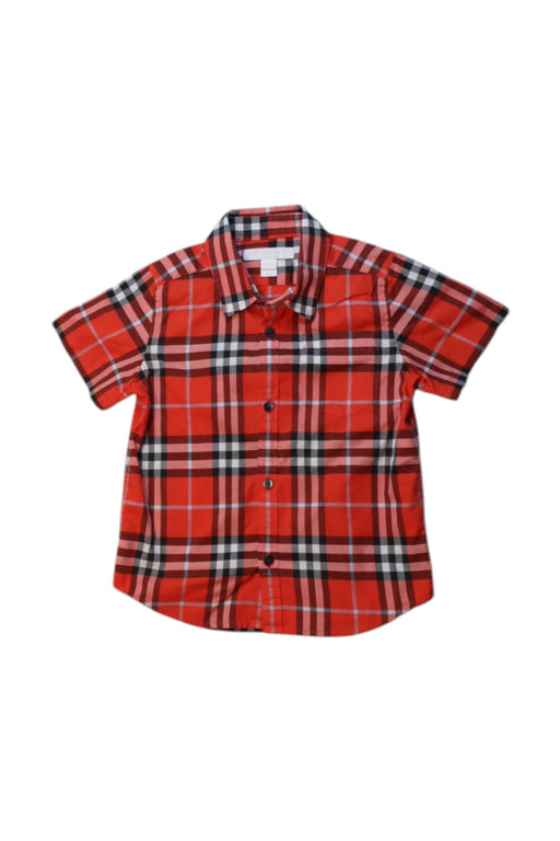A Red Short Sleeve Shirts from Burberry in size 3T for boy. (Front View)