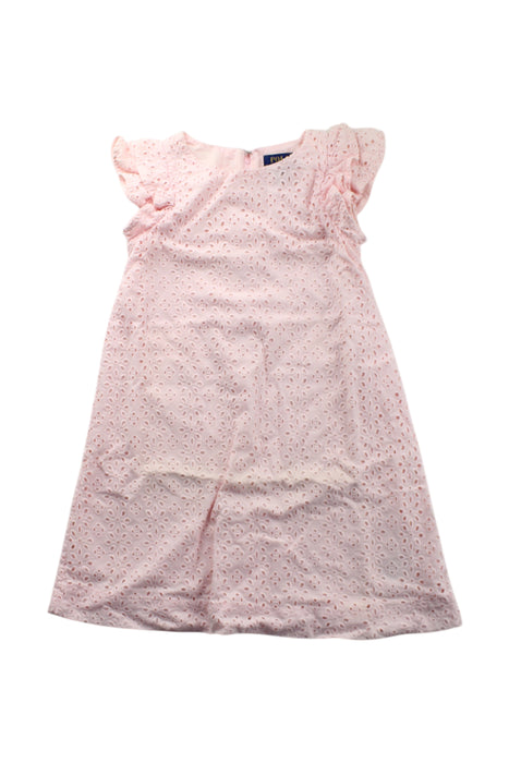 A Pink Short Sleeve Dresses from Polo Ralph Lauren in size 5T for girl. (Front View)