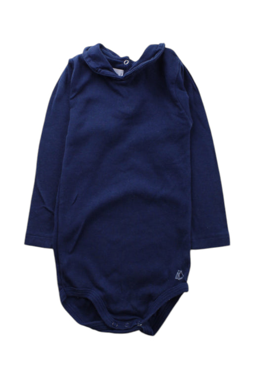 A Navy Long Sleeve Bodysuits from Petit Bateau in size 12-18M for neutral. (Front View)