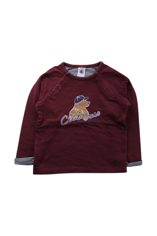 A Burgundy Long Sleeve T Shirts from Petit Bateau in size 2T for neutral. (Front View)