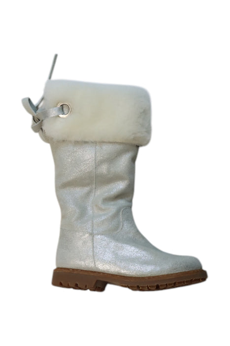 A Silver Winter Boots from Jacadi in size 3T for girl. (Front View)