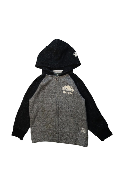 A Grey Zippered Sweatshirts from Roots in size 3T for neutral. (Front View)