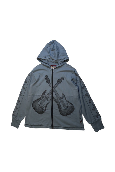 A Blue Zippered Sweatshirts from City Threads in size 5T for boy. (Front View)