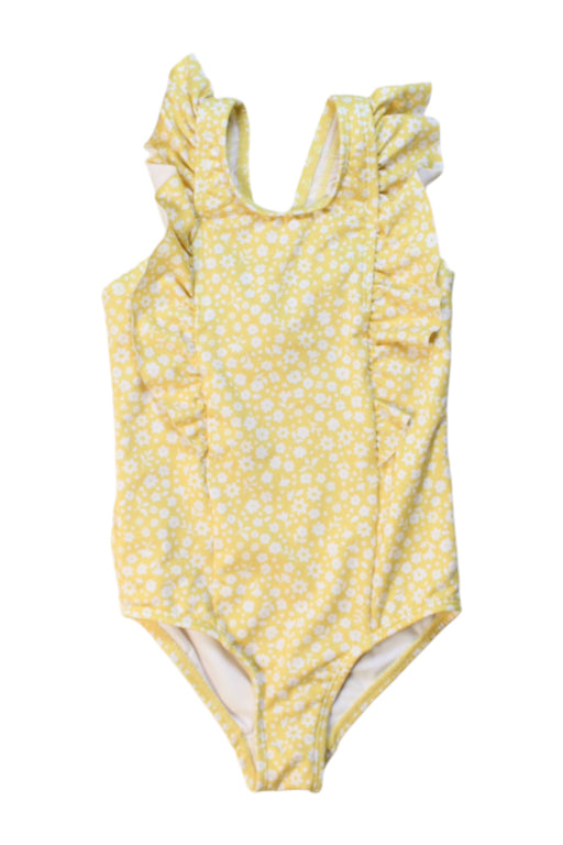 A Yellow Swimsuits from Polarn O. Pyret in size 4T for girl. (Front View)