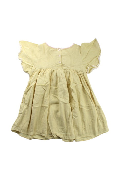 A Yellow Short Sleeve Dresses from Louise Misha in size 3T for girl. (Back View)