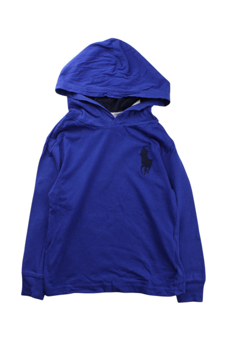A Blue Hooded Sweatshirts from Polo Ralph Lauren in size 4T for boy. (Front View)