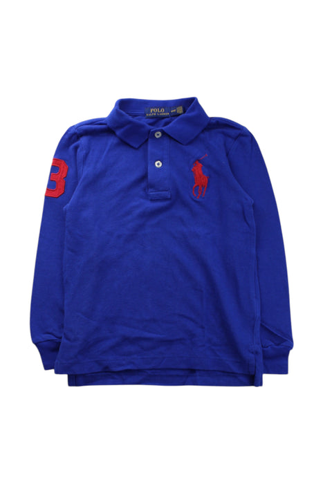 A Blue Long Sleeve Polos from Polo Ralph Lauren in size 4T for boy. (Front View)